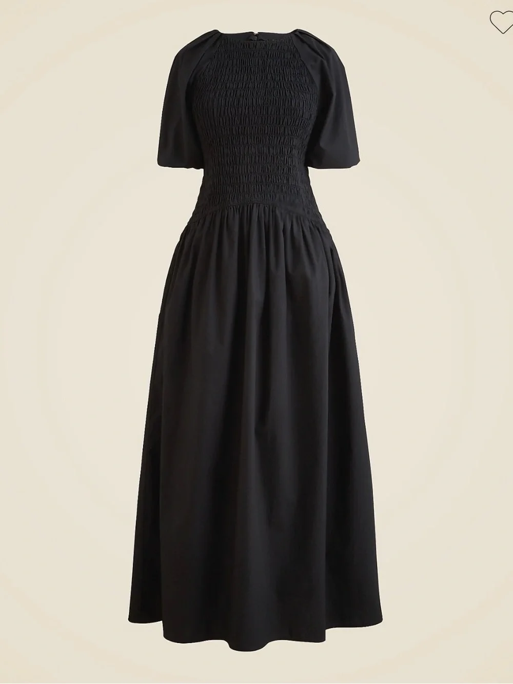 J. Crew Meadow Cotton Poplin Smocked Bodice Puff Sleeve Dress Black M $158 CI641 - Picture 7 of 8